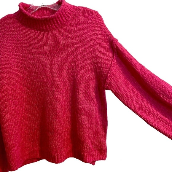 Abound Pullover Sweater Size Small Pink Mock Neck Casual Barbie Core Lon… - Picture 2 of 8